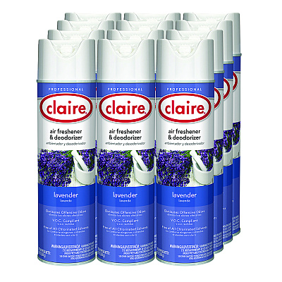Claire Aerosol Air Freshener and Deodorizer, Lavender, 10 oz Aerosol Spray, 12 Cans (CGC191)