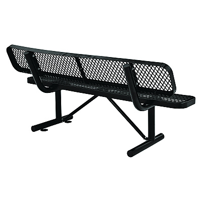 Global Industrial Expanded Steel Bench With Back, 72 x 24 x 33, Black (GBE277154BK)