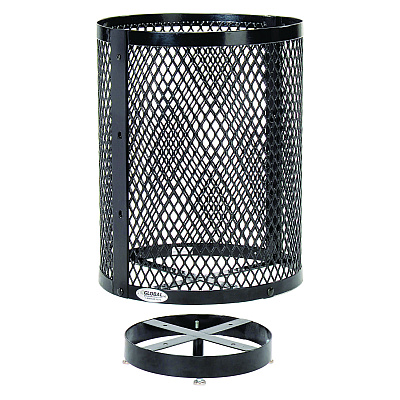 Global Industrial Outdoor Diamond Steel Trash Can with Base, 36 gal, Black (GBE261948BKD)