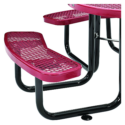 Global Industrial Expanded Steel Picnic Table, Round, 46" Dia x 29.5"h, Red Top, Red Base/Legs (GBE277150RD)