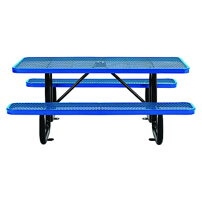 Global Industrial Expanded Steel Picnic Table, Rectangular, 72 x 62 x 29.5, Blue Top, Blue Base/Legs (GBE277152BL)