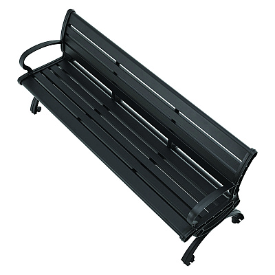 Global Industrial Aluminum Bench with Back, 73 x 22.75 x 30.75, Black (GBE436978BK)