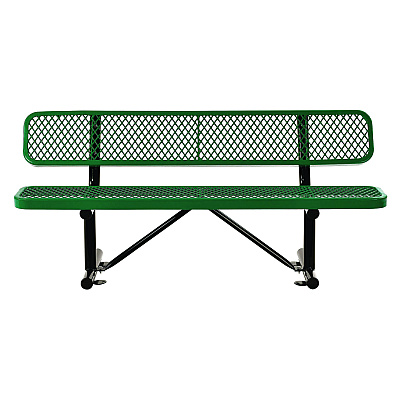 Global Industrial Expanded Steel Bench With Back, 72 x 24 x 33, Green (GBE277154GN)