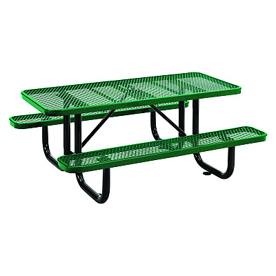 Global Industrial Expanded Steel Picnic Table, Rectangular, 72 x 62 x 29.5, Green Top, Green Base/Legs (GBE277152GN)