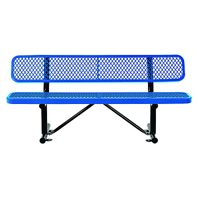 Global Industrial Expanded Steel Bench With Back, 72 x 24 x 33, Blue (GBE277154BL)