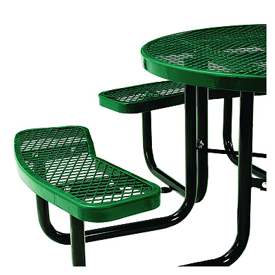 Global Industrial Expanded Steel Picnic Table, Round, 46" Dia x 29.5"h, Green Top, Green Base/Legs (GBE277150GN)