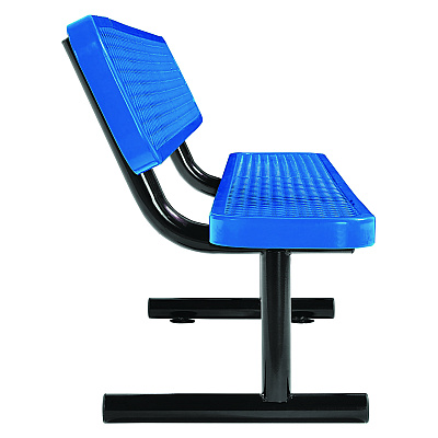 Global Industrial Expanded Steel Bench With Back, 72 x 24 x 33, Blue (GBE277154BL)