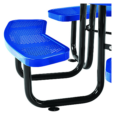 Global Industrial Perforated Steel Picnic Table, Round, 46" Dia x 29.5"h, Blue Top, Blue Base/Legs (GBE262078BL)