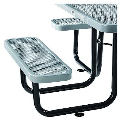 Global Industrial Expanded Steel Picnic Table, Square, 81 x 81 x 29.5, Gray Top, Gray Base/Legs (GBE277151GY)