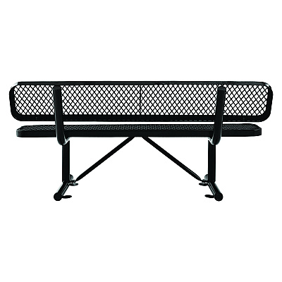 Global Industrial Expanded Steel Bench With Back, 72 x 24 x 33, Black (GBE277154BK)