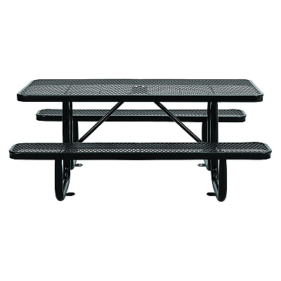 Global Industrial Expanded Steel Picnic Table, Rectangular, 72 x 62 x 29.5, Black Top, Black Base/Legs (GBE277152BK)