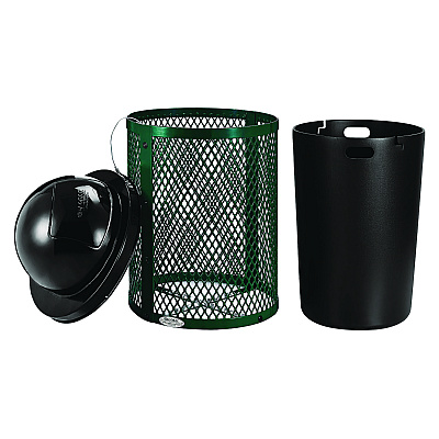 Global Industrial Outdoor Diamond Steel Trash Can, 36 gal, Dome Lid, Green (GBE261948GN)