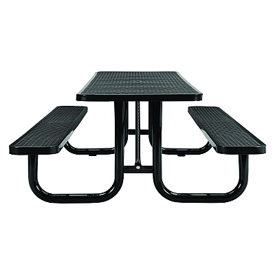 Global Industrial Expanded Steel Picnic Table, Rectangular, 96 x 62 x 29.5, Black Top, Black Base/Legs (GBE277153BK)