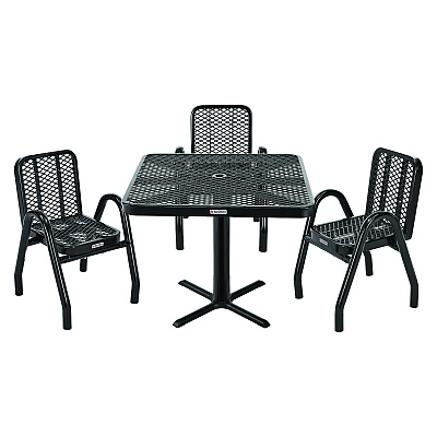 Global Industrial Outdoor Dining Set, Square, 36 x 36 x 36, Black Top, Black Base/Legs (GBE348120BK)