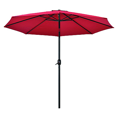 Global Industrial Outdoor Umbrella with Tilt Mechanism, 102" Span, 94" Long, Red Canopy, Black Handle (GBE262070)