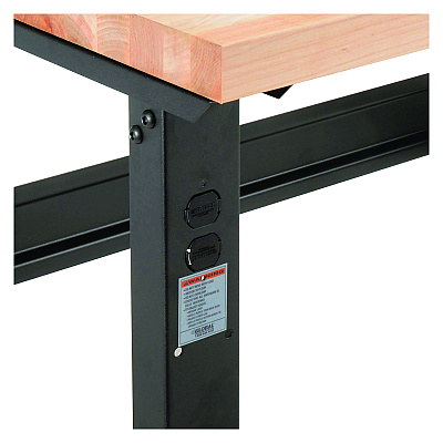 Global Industrial Standard Duty Butcher Block Top Adjustable Height Workbench, 2,000 lbs, 48 x 30 x 30.88 to 36.88, Maple/Black (GBE319076)