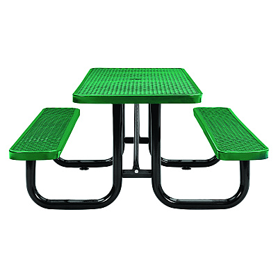 Global Industrial Expanded Steel Picnic Table, Rectangular, 72 x 62 x 29.5, Green Top, Green Base/Legs (GBE277152GN)