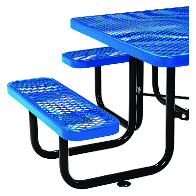 Global Industrial Expanded Steel Picnic Table, Square, 81 x 81 x 29.5, Blue Top, Blue Base/Legs (GBE277151BL)
