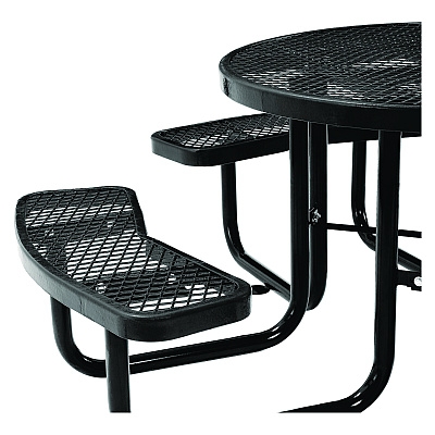 Global Industrial Expanded Steel Picnic Table, Round, 46" Dia x 29.5"h, Black Top, Black Base/Legs (GBE277150BK)