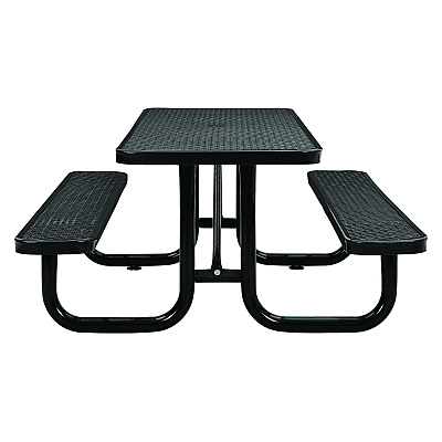 Global Industrial Expanded Steel Picnic Table, Rectangular, 72 x 62 x 29.5, Black Top, Black Base/Legs (GBE277152BK)