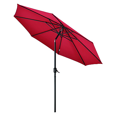 Global Industrial Outdoor Umbrella with Tilt Mechanism, 102" Span, 94" Long, Red Canopy, Black Handle (GBE262070)