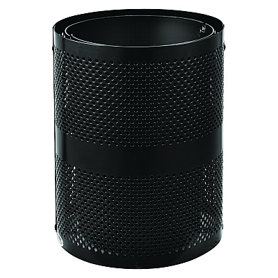 Global Industrial Outdoor Perforated Steel Trash Can with Dome Lid, 36 gal, Steel, Black (GBE261949BK)