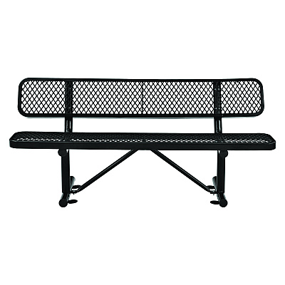 Global Industrial Expanded Steel Bench With Back, 72 x 24 x 33, Black (GBE277154BK)