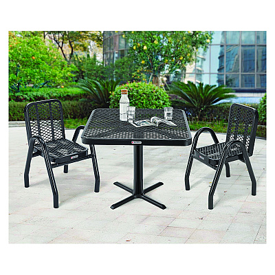 Global Industrial Outdoor Dining Set, Square, 36 x 36 x 29, Black Top, Black Base/Legs (GBE348119BK)