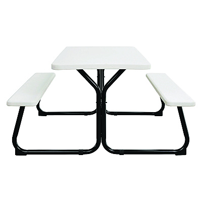 Global Industrial Blow-Molded Plastic Picnic Table, Rectangular, 72 x 60 x 30, White Top, White Base/Legs (GBE695484)