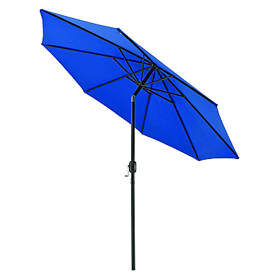 Global Industrial Outdoor Umbrella with Tilt Mechanism, 102" Span, 94" Long, Blue Canopy, Black Handle (GBE436970)
