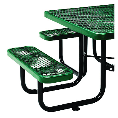 Global Industrial Expanded Steel Picnic Table, Square, 81 x 81 x 29.5, Green Top, Green Base/Legs (GBE277151GN)