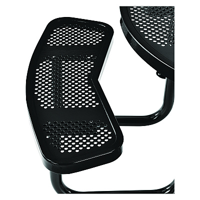 Global Industrial Perforated Steel Picnic Table, Round, 46" Dia x 29.5"h, Black Top, Black Base/Legs (GBE262078BK)
