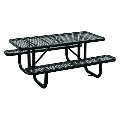 Global Industrial Expanded Steel Picnic Table, Rectangular, 72 x 62 x 29.5, Black Top, Black Base/Legs (GBE277152BK)