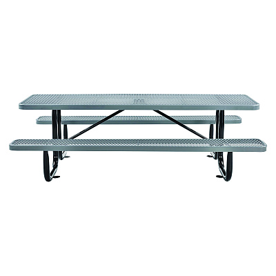 Global Industrial Expanded Steel Picnic Table, Rectangular, 96 x 62 x 29.5, Gray Top, Gray Base/Legs (GBE277153GY)