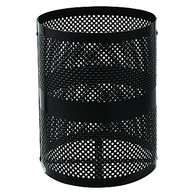 Global Industrial Outdoor Perforated Steel Trash Can with Dome Lid, 36 gal, Steel, Black (GBE261949BK)