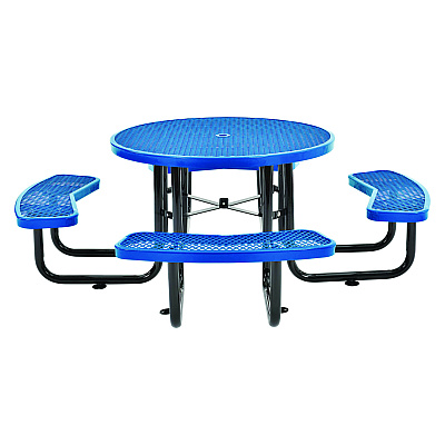 Global Industrial Expanded Steel Picnic Table, Round, 46" Dia x 29.5"h, Blue Top, Blue Base/Legs (GBE277150BL)