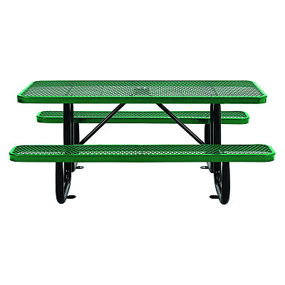 Global Industrial Expanded Steel Picnic Table, Rectangular, 72 x 62 x 29.5, Green Top, Green Base/Legs (GBE277152GN)