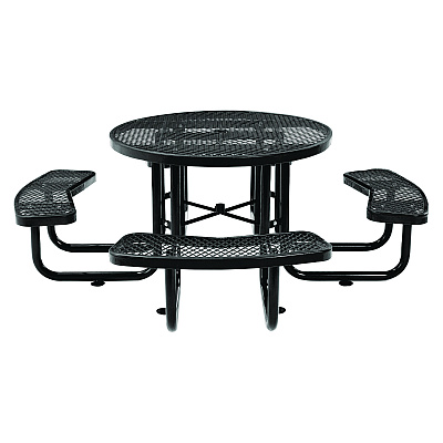 Global Industrial Expanded Steel Picnic Table, Round, 46" Dia x 29.5"h, Black Top, Black Base/Legs (GBE277150BK)