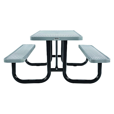 Global Industrial Expanded Steel Picnic Table, Rectangular, 96 x 62 x 29.5, Gray Top, Gray Base/Legs (GBE277153GY)