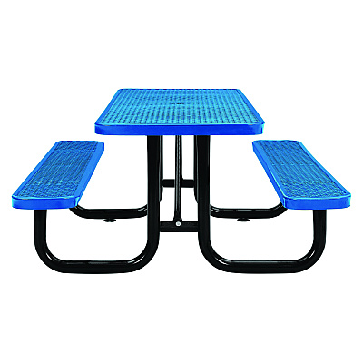 Global Industrial Expanded Steel Picnic Table, Rectangular, 72 x 62 x 29.5, Blue Top, Blue Base/Legs (GBE277152BL)