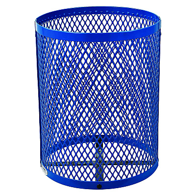 Global Industrial Outdoor Diamond Steel Trash Can, 36 gal, Dome Lid, Blue (GBE261948BL)