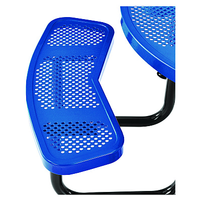 Global Industrial Perforated Steel Picnic Table, Round, 46" Dia x 29.5"h, Blue Top, Blue Base/Legs (GBE262078BL)