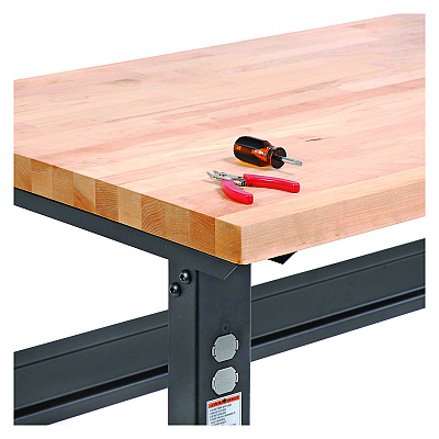 Global Industrial Standard Duty Butcher Block Top Adjustable Height Workbench, 2,000 lbs, 72 x 30 x 30.88  to 36.88, Maple/Black (GBE183168BK)