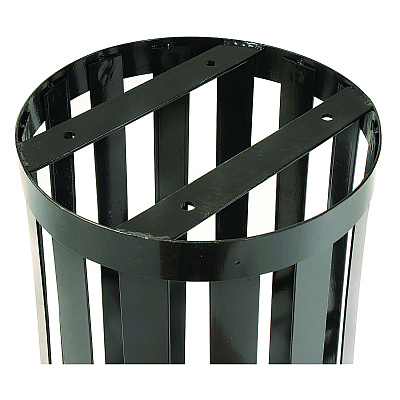 Global Industrial Outdoor Slatted Steel Trash Can, 24 gal, Black (GBE237725BK)
