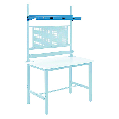Global Industrial Upper Workbench Shelf, 3 Duplex Outlets, For Use With 48" Wide Workbenches, 100 lb Weight Capacity (GBE249294CBL)