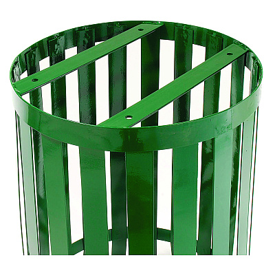 Global Industrial Outdoor Slatted Steel Trash Can, 36 gal, Green (GBE237726GN)