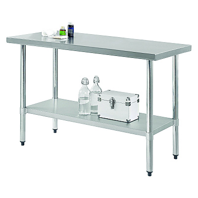 Global Industrial Work Table with Undershelf, Rectangular, 48 x 24 x 35, Silver Top, Silver Base/Legs (GBE319055)