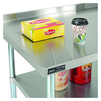 Global Industrial Work Table with Undershelf with Backsplash, Rectangular, 60 x 30 x 35, Silver Top, Silver Base/Legs (GBE319060)