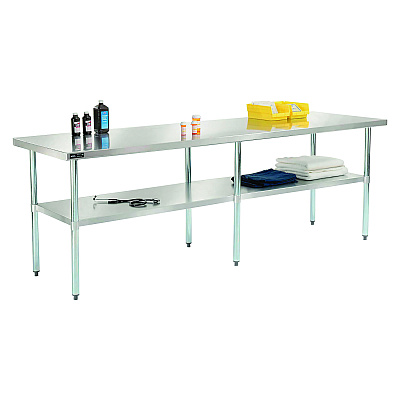 Global Industrial Work Table with Undershelf, Rectangular, 96 x 30 x 35, Silver Top, Silver Base/Legs (GBE319058)