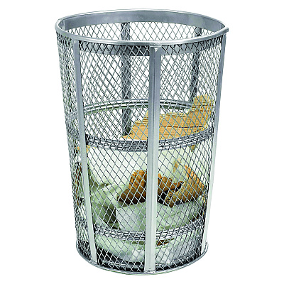 Global Industrial Steel Mesh Corrosion Resistant Trash Can, 48 gal, Silver (GBE237633)